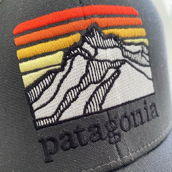 Patagonia Black Text Used Rare Cap Snapback - Picture 2 of 4